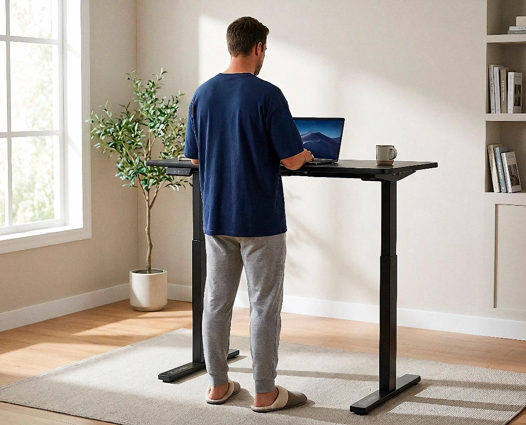 Pessoa sentado a mesa mecendo no computador